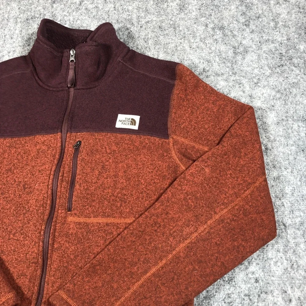 The North Face Mens M Brick Red Fleece Jacket Colorblock Full Zip Hiking‎